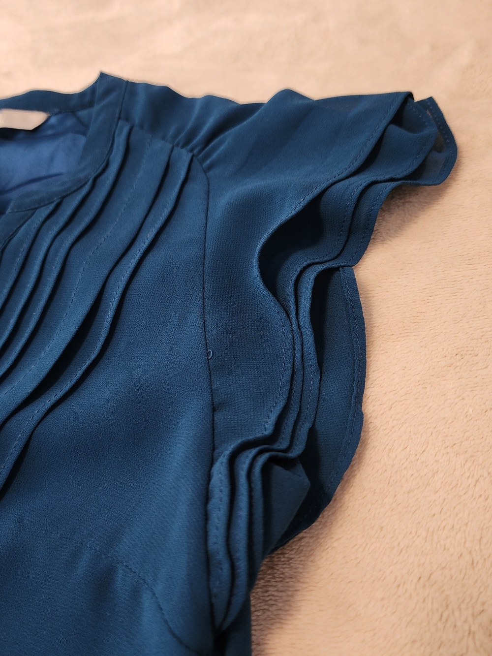 H&M Elegant Sleeveless Teal Pintuck Button-Front Mini Lined Dress - Picture 4 of 10